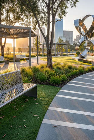 архитектурные формы из металла в парке